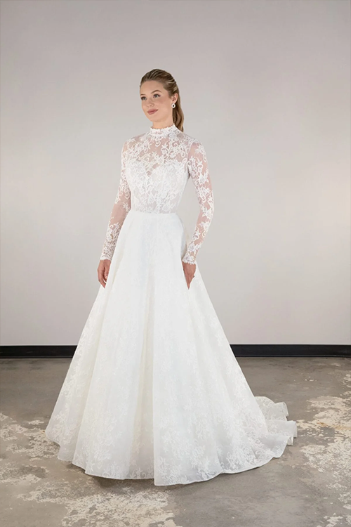Kleinfeld Bridal Beautiful Modest Wedding Dresses Never Worn Martina Liana Modest Long Sleeve Lace A-Line Kleinfeld Bridal Beautiful Modest Wedding Dresses Never Worn Martina Liana Modest Long Sleeve Lace A-Line