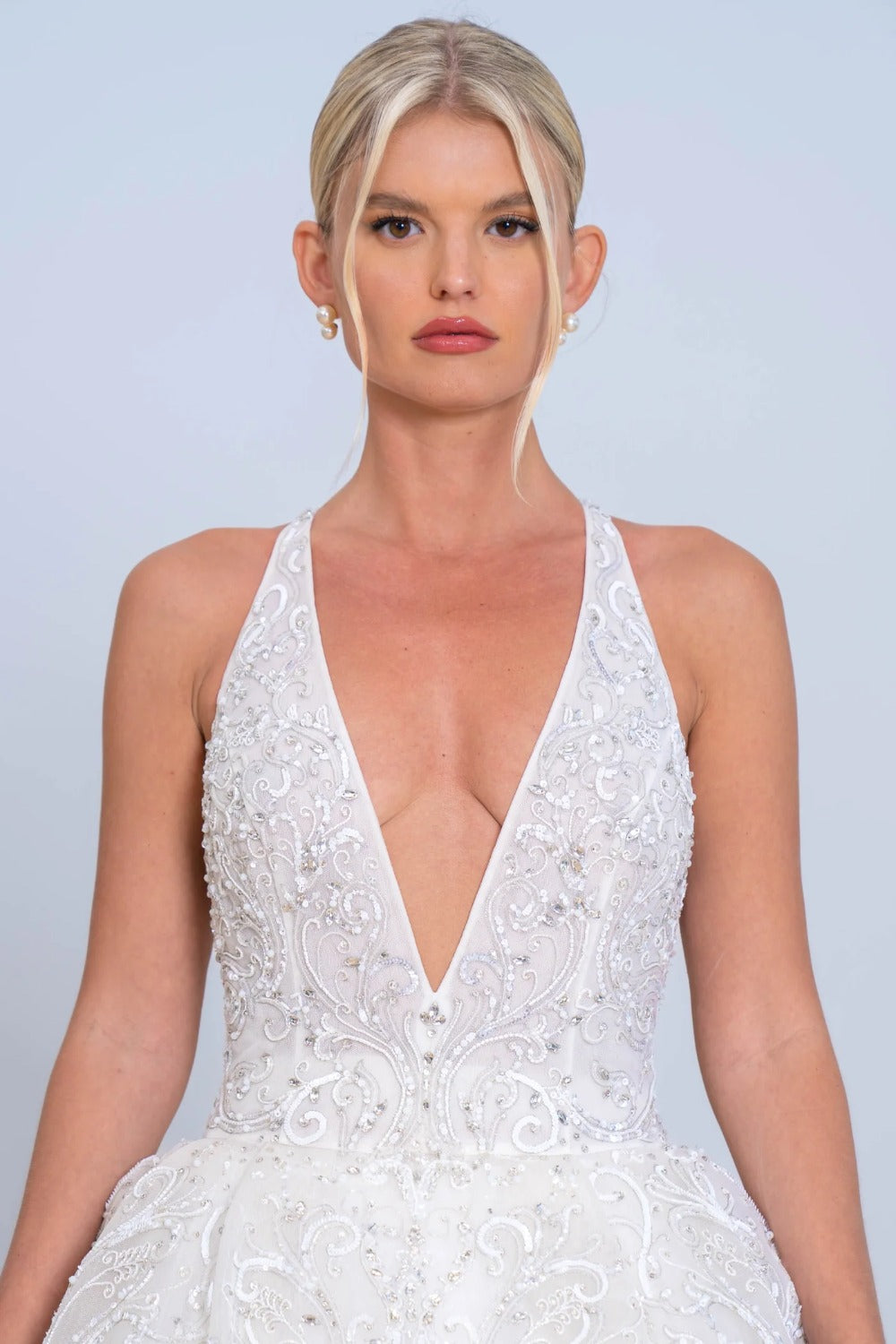 George Hobeika-Beaded Plunge Neckline -2