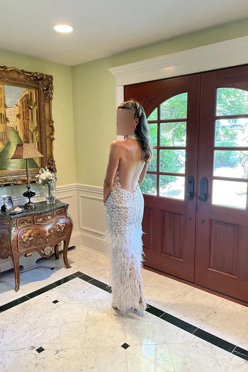 Ines Di Santo Feathered, mermaid, body hugging dress 7