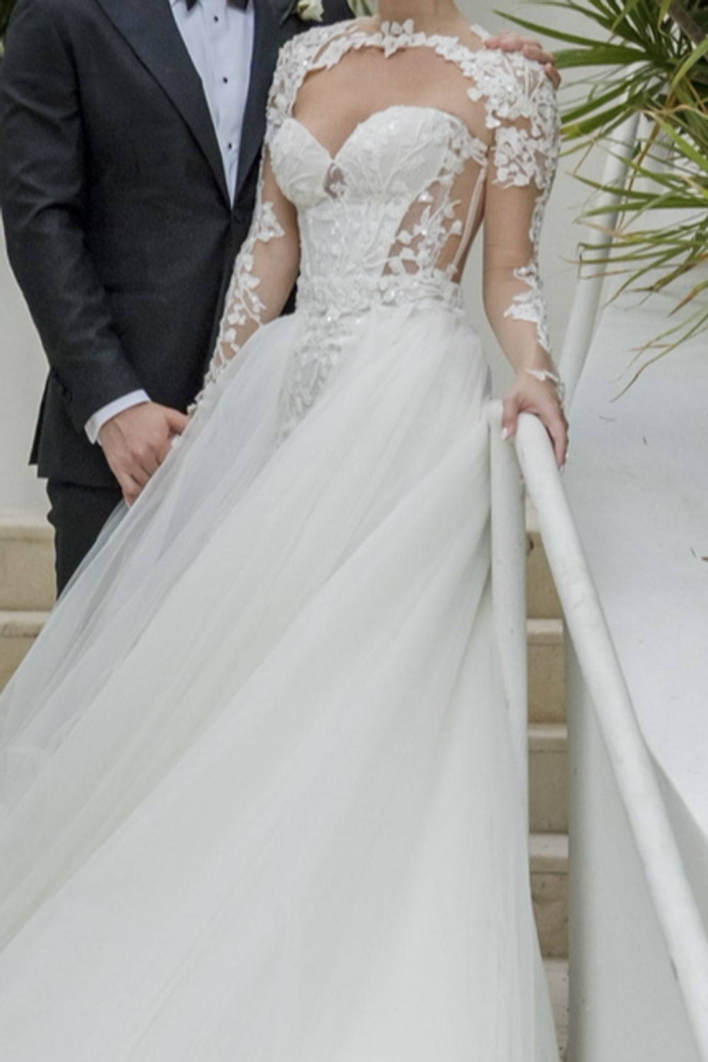 Galia Lahav Cali Gown w Sleeves & Overskirt 5