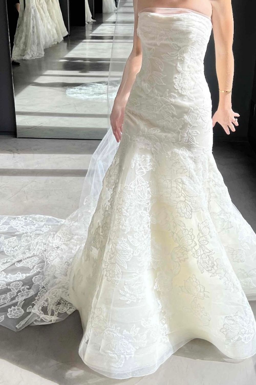 white by vera wang strapless lace wedding dress White by Vera Wang Strapless Peplum Wedding Dress