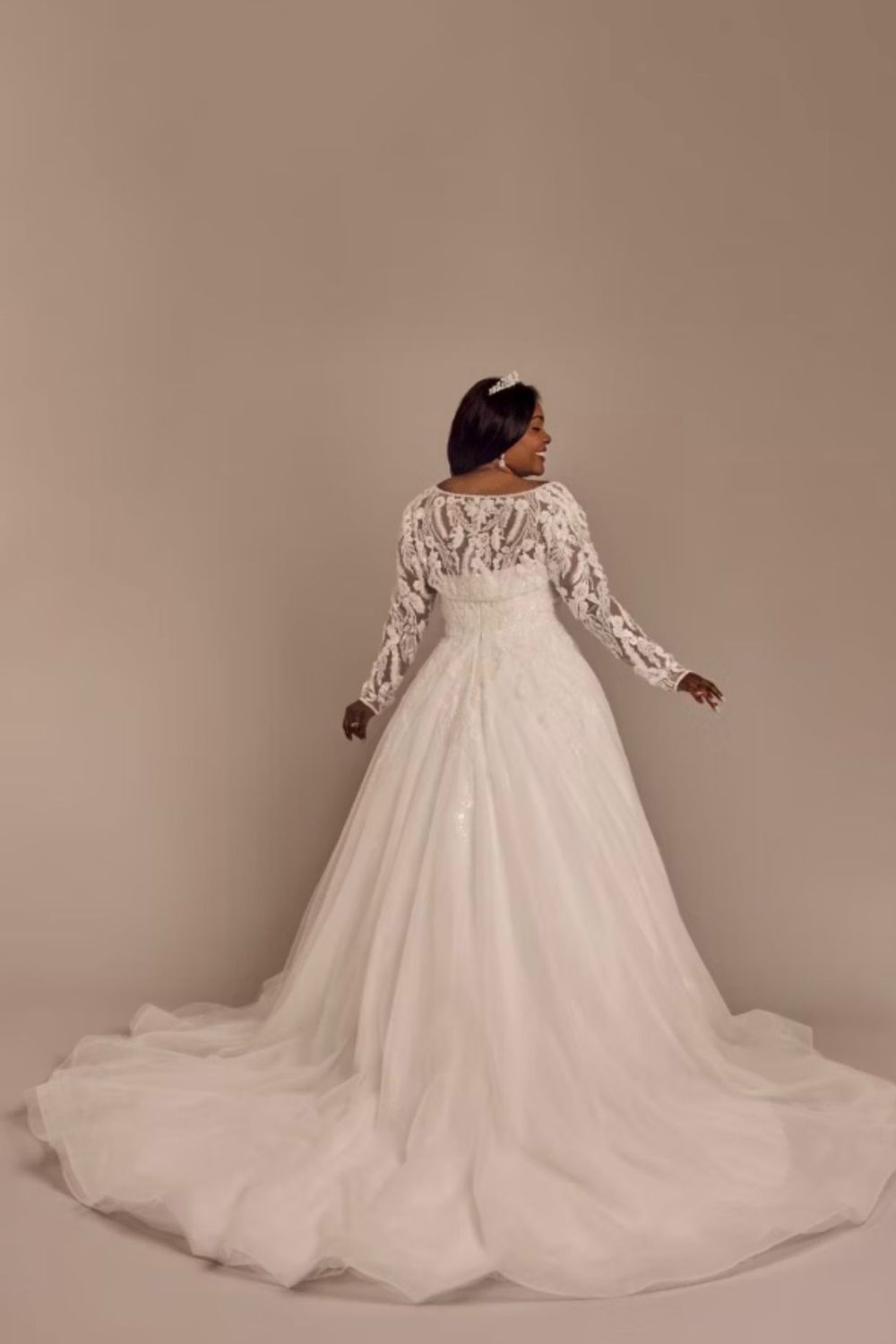 Oleg Cassini Lace Applique Ball Gown with Removable Sleeves 6