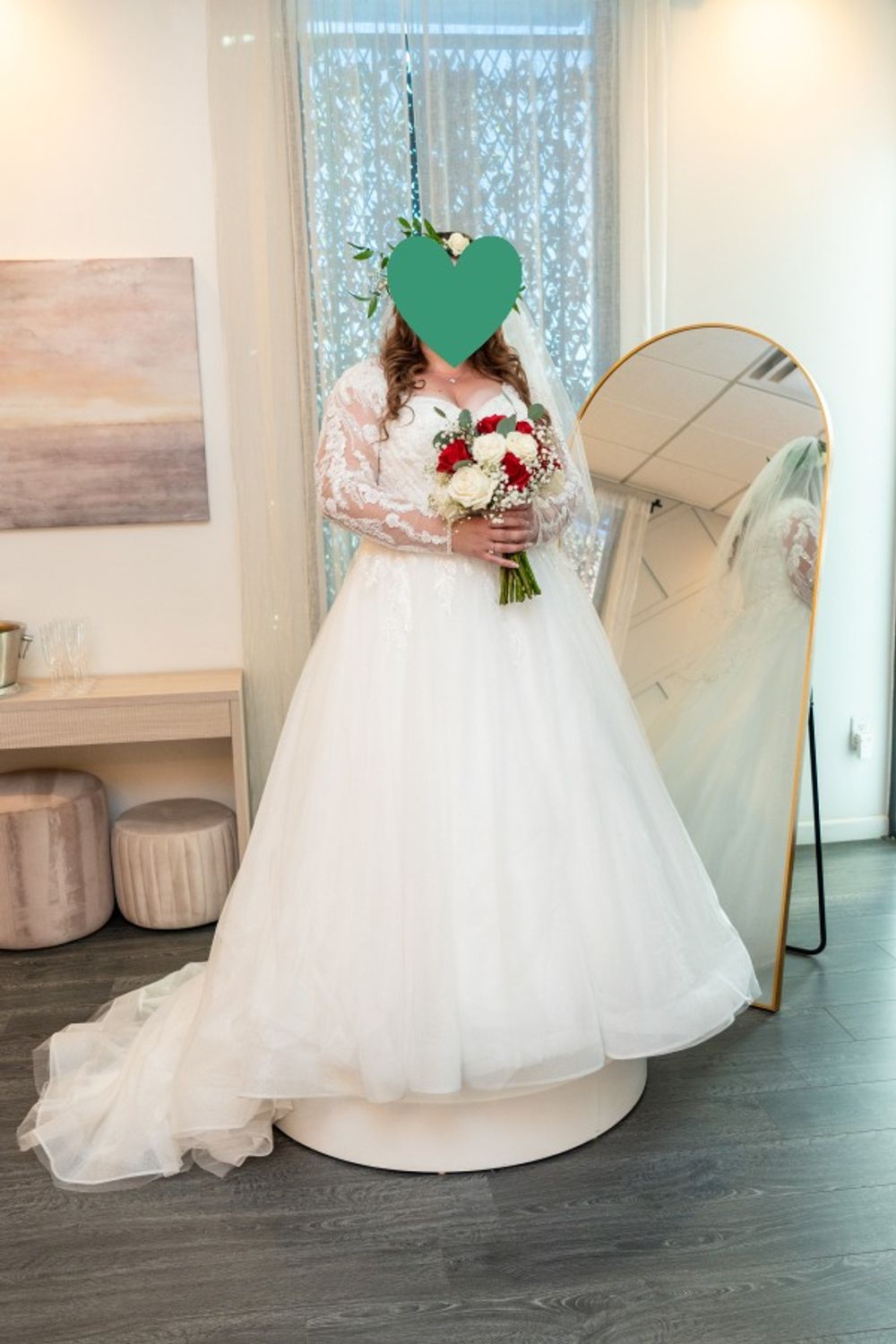 Oleg Cassini Lace Applique Ball Gown with Removable Sleeves 1