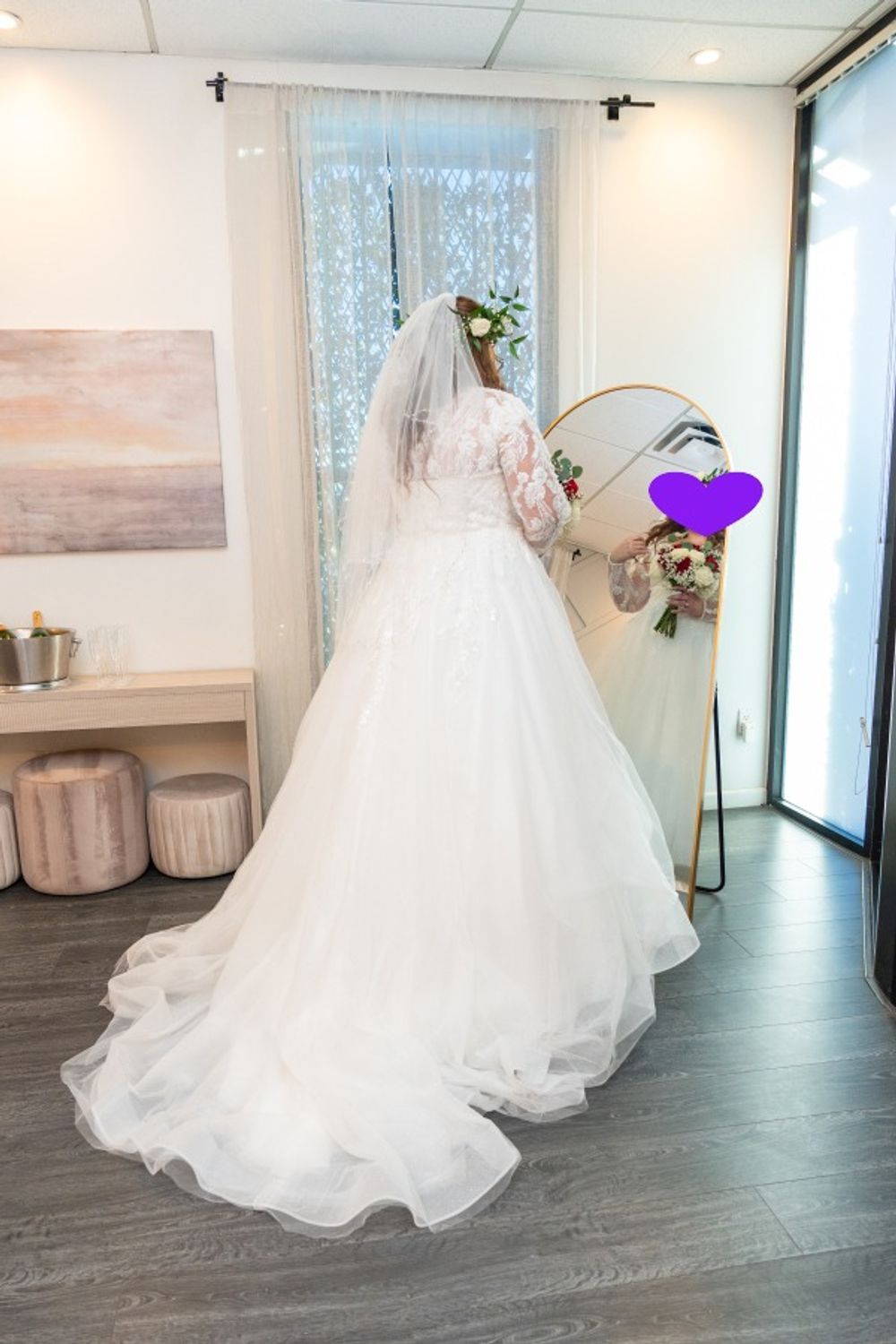 Oleg Cassini Lace Applique Ball Gown with Removable Sleeves 8