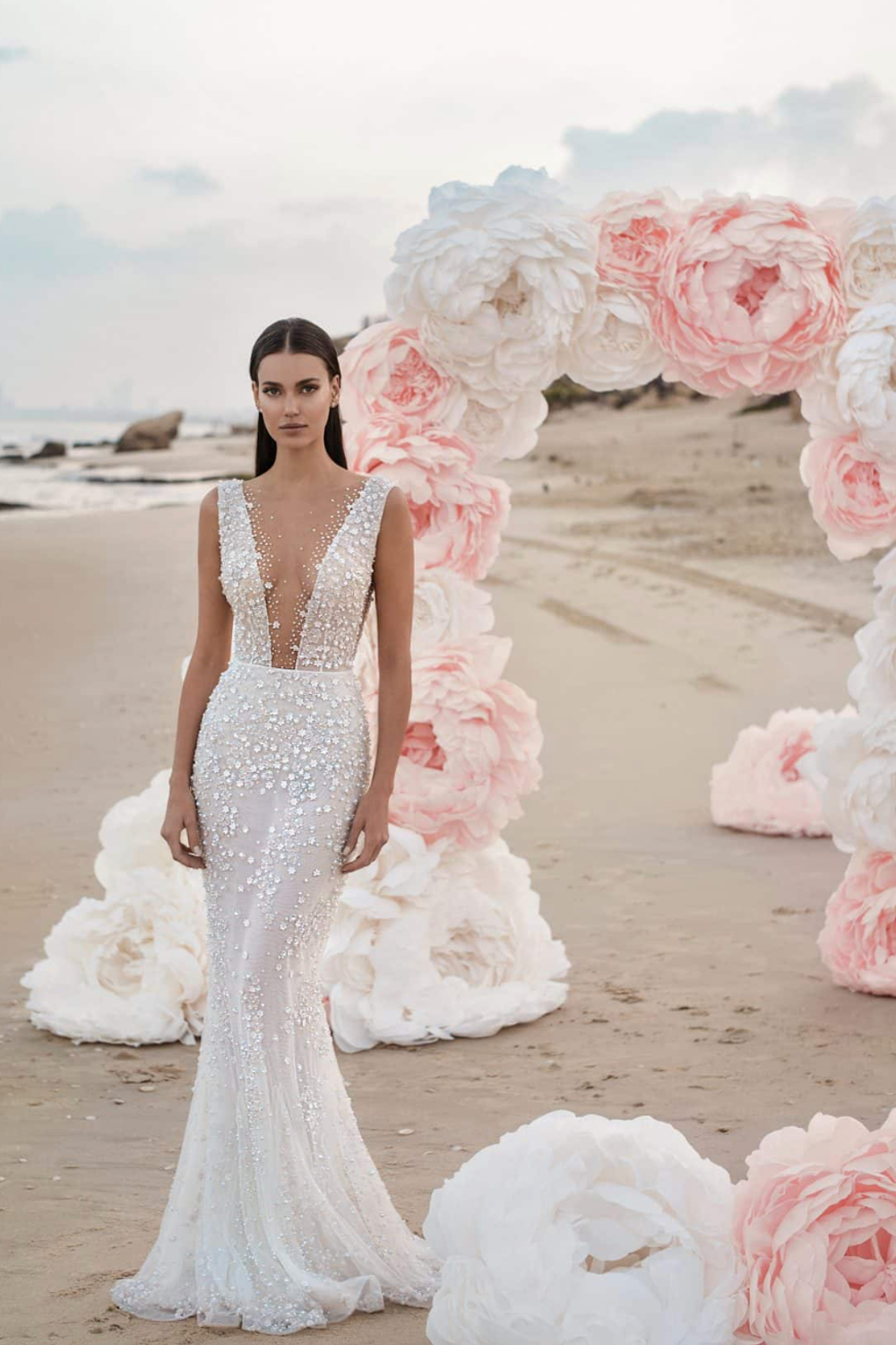 Lee Petra Grebenau Strapless Midi Dress with Feather Trim 1