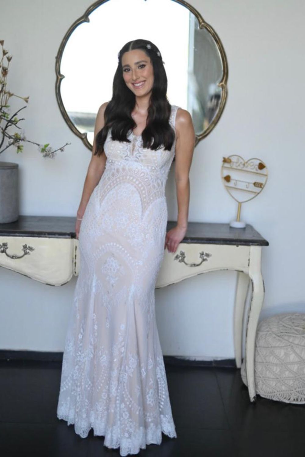 Eti Brener Geometric Floral Lace Mermaid Gown Size 4 2