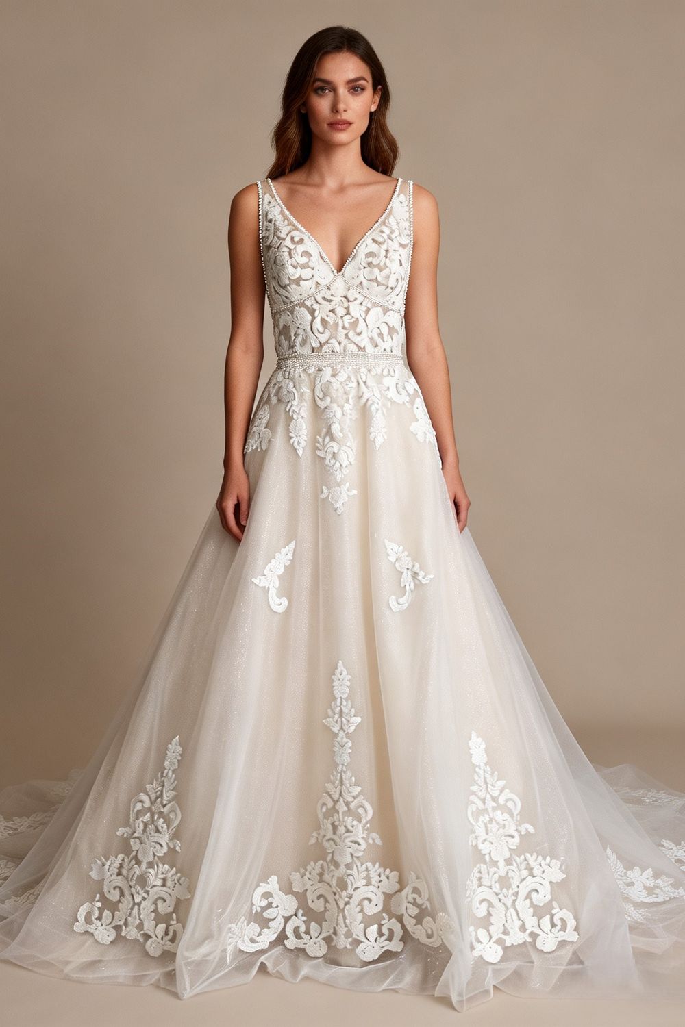 Eti Brener Timeless Ivory Lace A-Line Gown Size 6 0