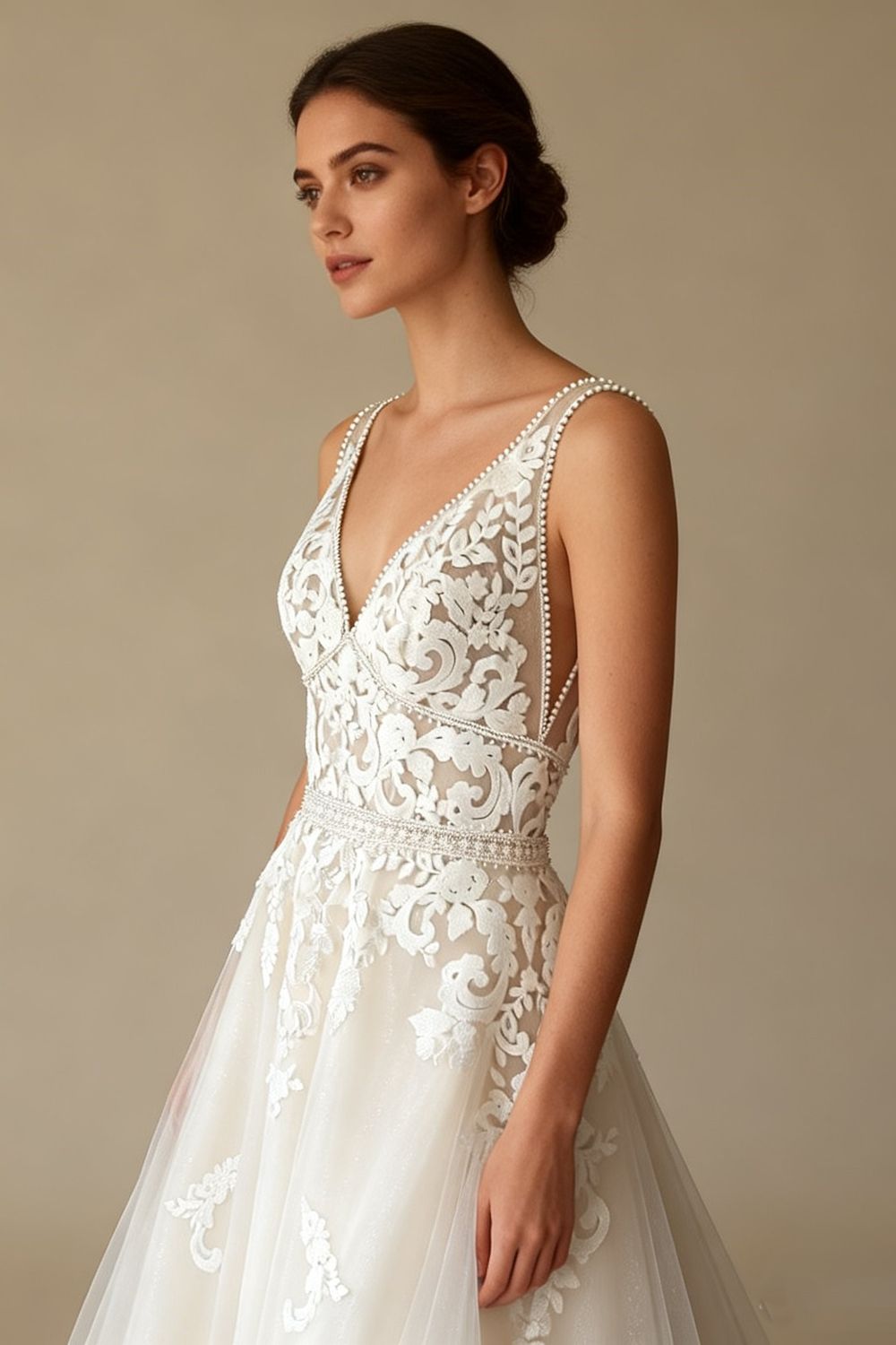 Eti Brener Timeless Ivory Lace A-Line Gown Size 6 1