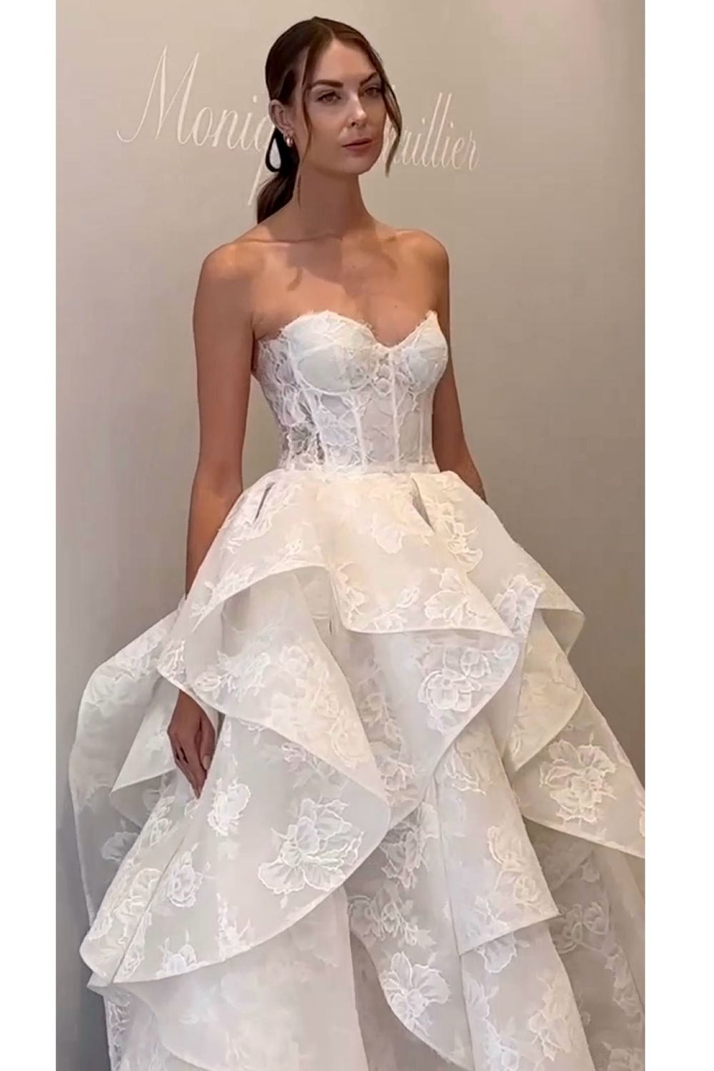Monique Lhuillier Papillion with Veil and Gloves 11