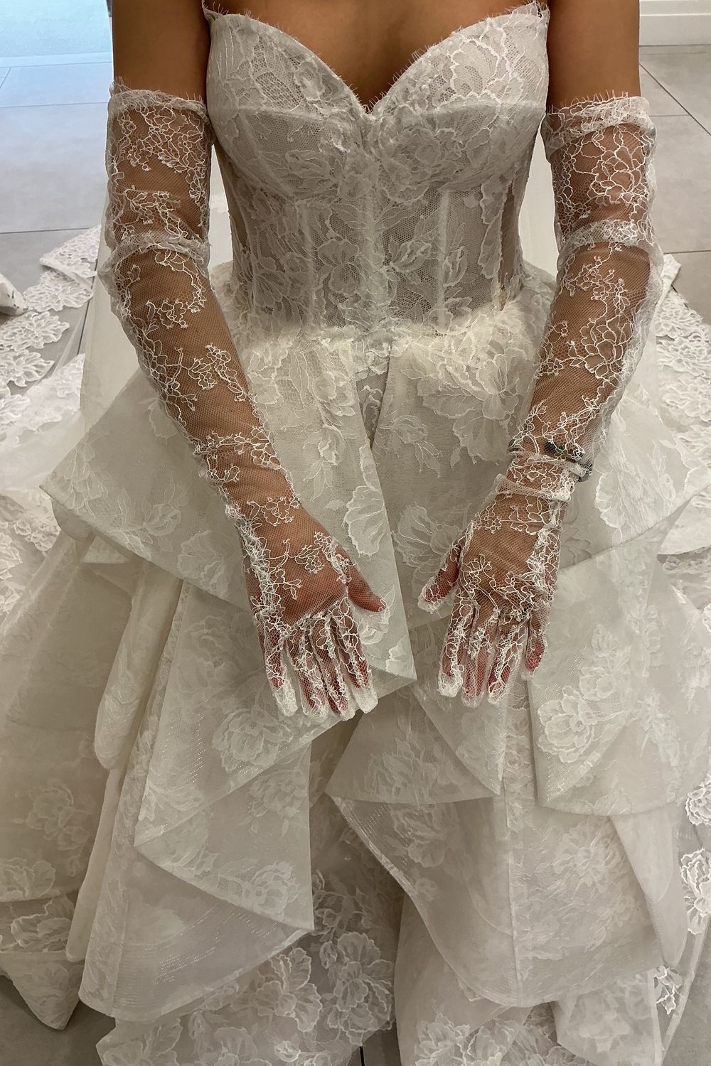 Monique Lhuillier Papillion with Veil and Gloves 4