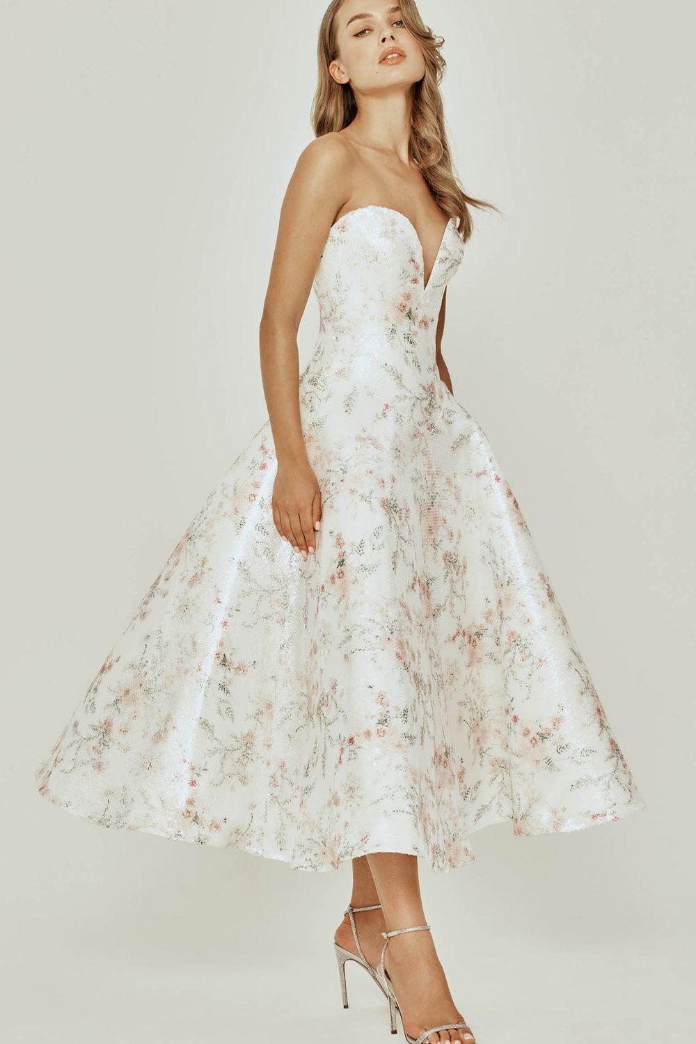 Nicole and Felicia Printed sequin midi dress 0