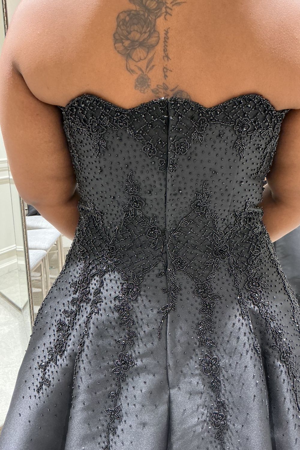 Stephen Yearick A-Line Black Dress with Shawl 5