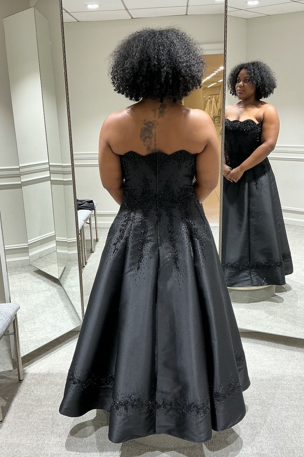 Stephen Yearick A-Line Black Dress with Shawl 2