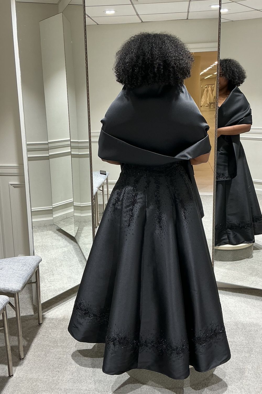 Stephen Yearick A-Line Black Dress with Shawl 3