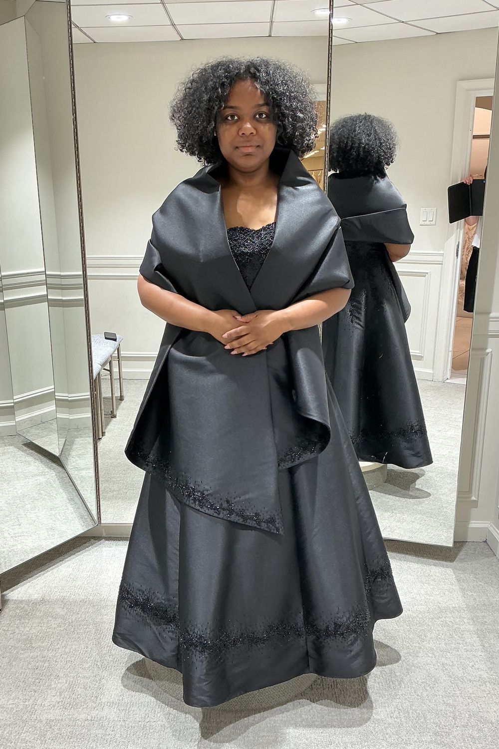 Stephen Yearick A-Line Black Dress with Shawl 1