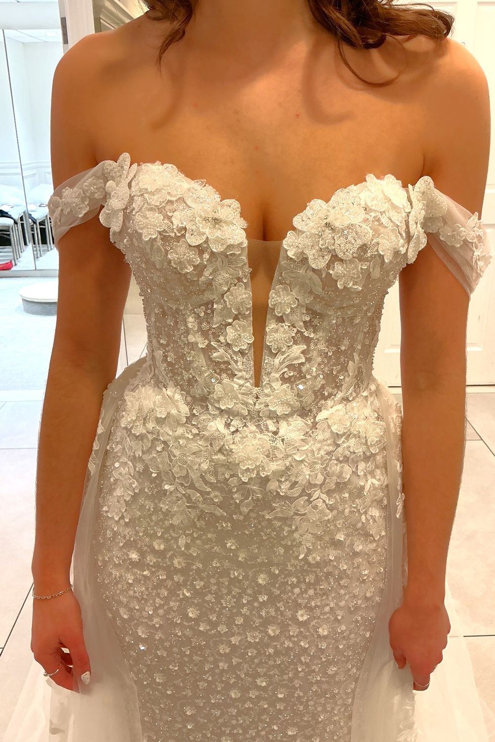 Pronovias Privee Amya with Veil and Overskirt 3