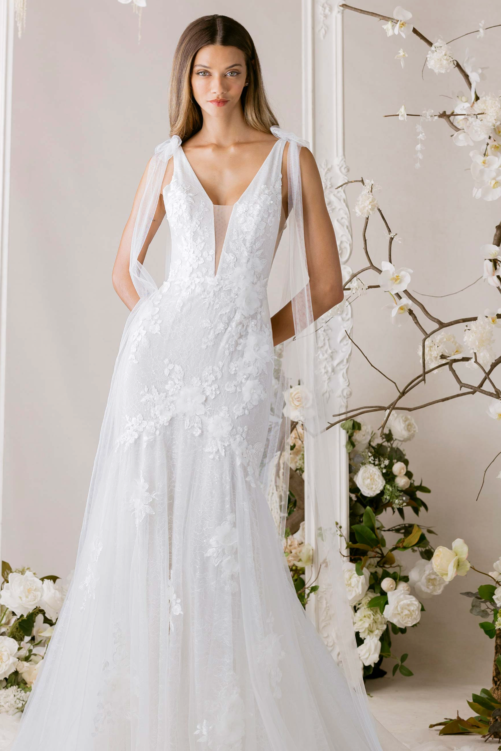 mori lee floral bridesmaid dress Strapless Floral Velvet Bridesmaid Dress