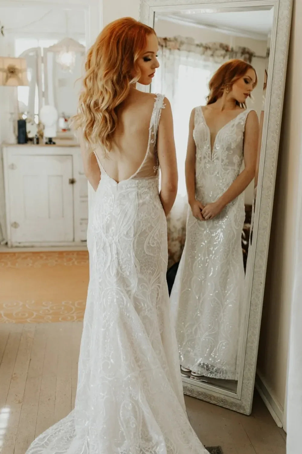 Pronovias White Lace Mermaid Gown with Veil 1