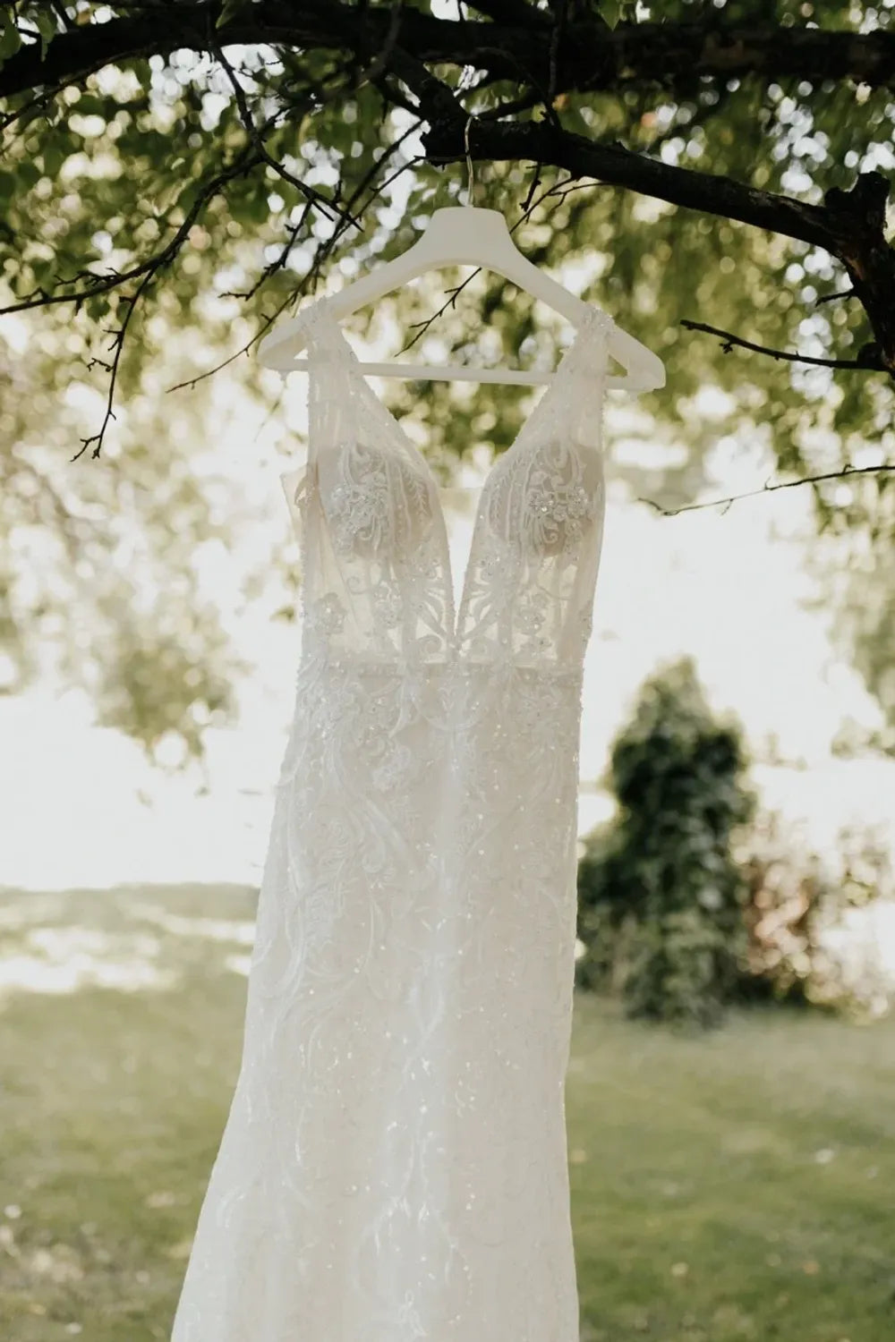 Pronovias White Lace Mermaid Gown with Veil 2