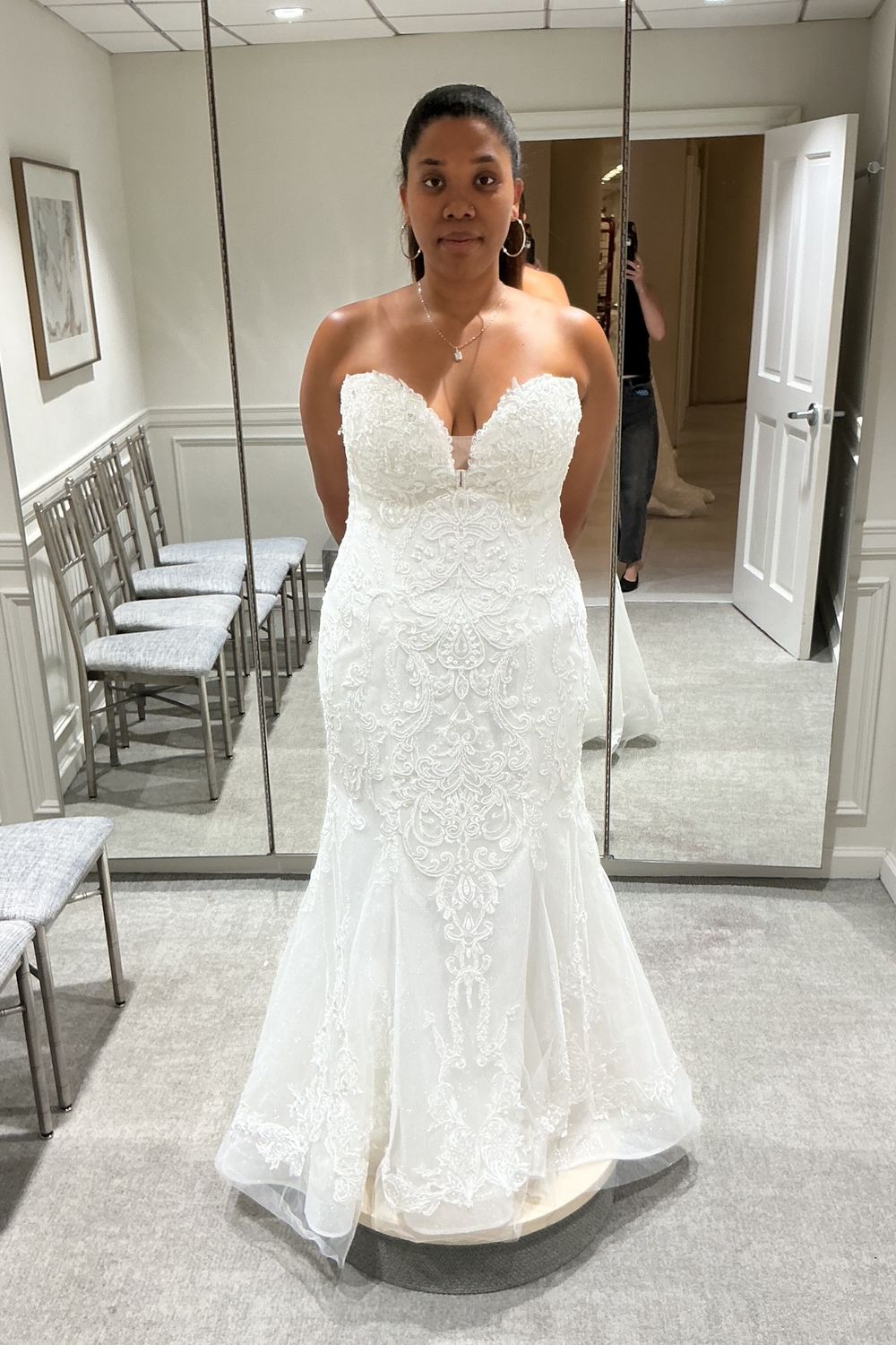 maggie sottero fit and flare wedding dresses Never Worn Frederique Dress flare wedding dress features .:BD fairy costumes OFF-SHOULDER VELVET FLORAL MAXI