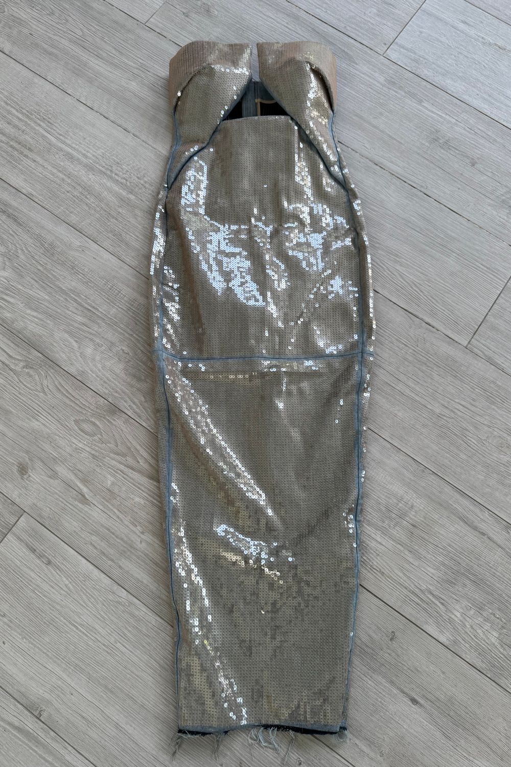 Rick Owens Temple Prong Denim Maxi Dress 0