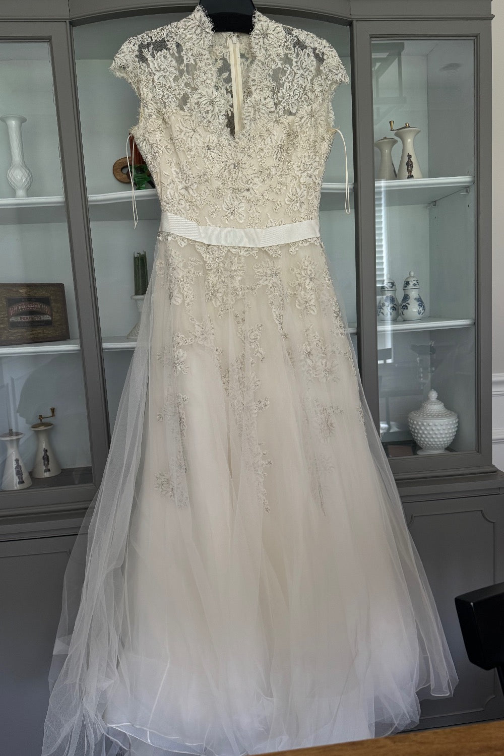 Reem Acra-Cap Sleeve V-Neck-0