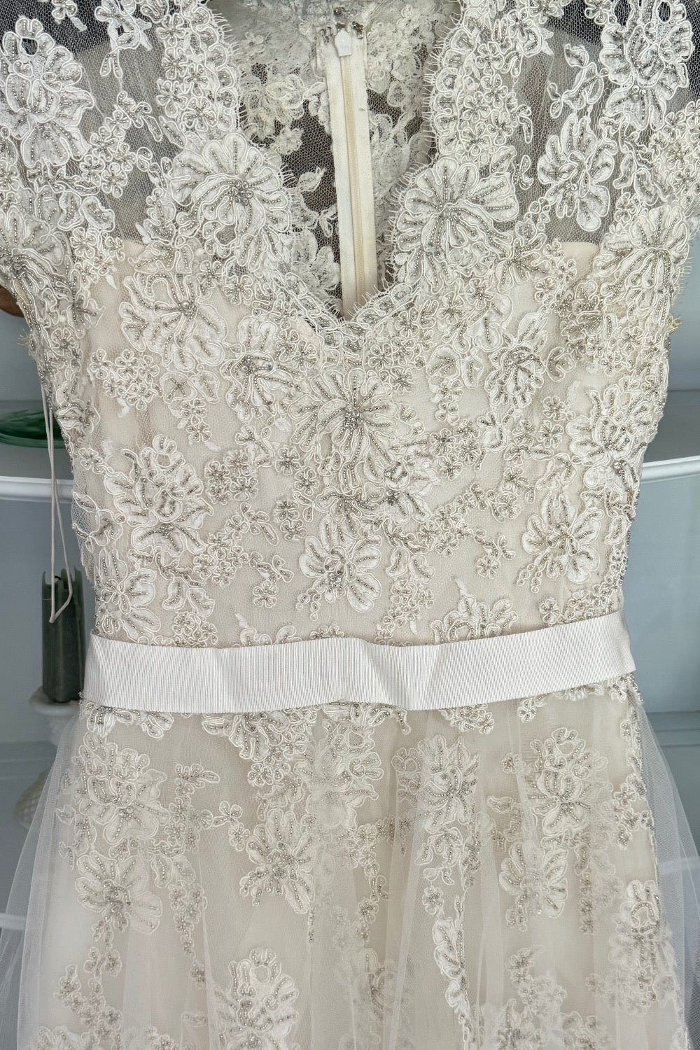 Reem Acra-Cap Sleeve V-Neck-3