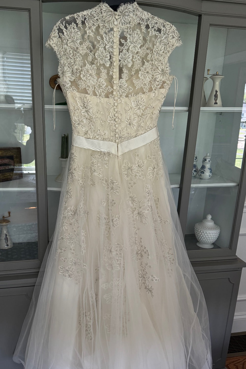 Reem Acra-Cap Sleeve V-Neck-1