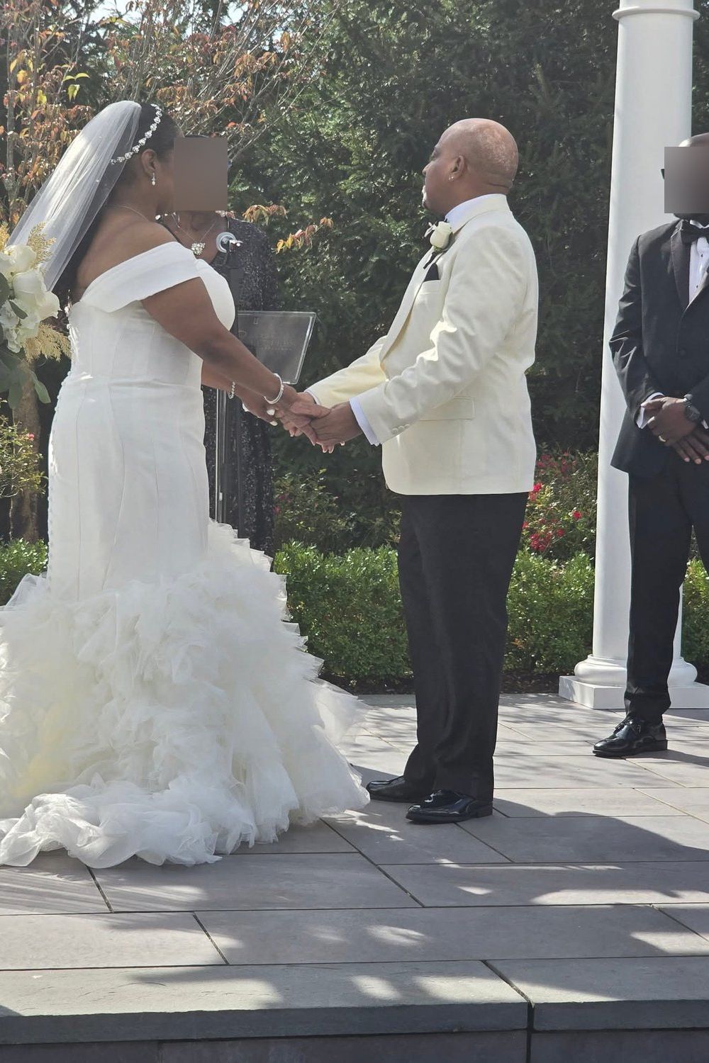 Martina Liana Silk Trumpet Wedding Dress with Tiered Tulle Skirt 7