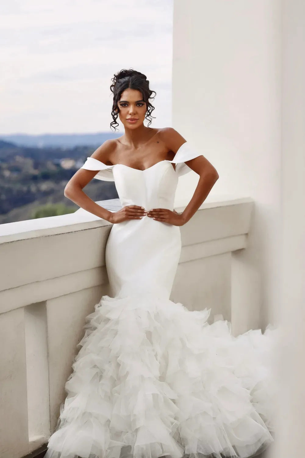 Martina Liana Silk Trumpet Wedding Dress with Tiered Tulle Skirt 8