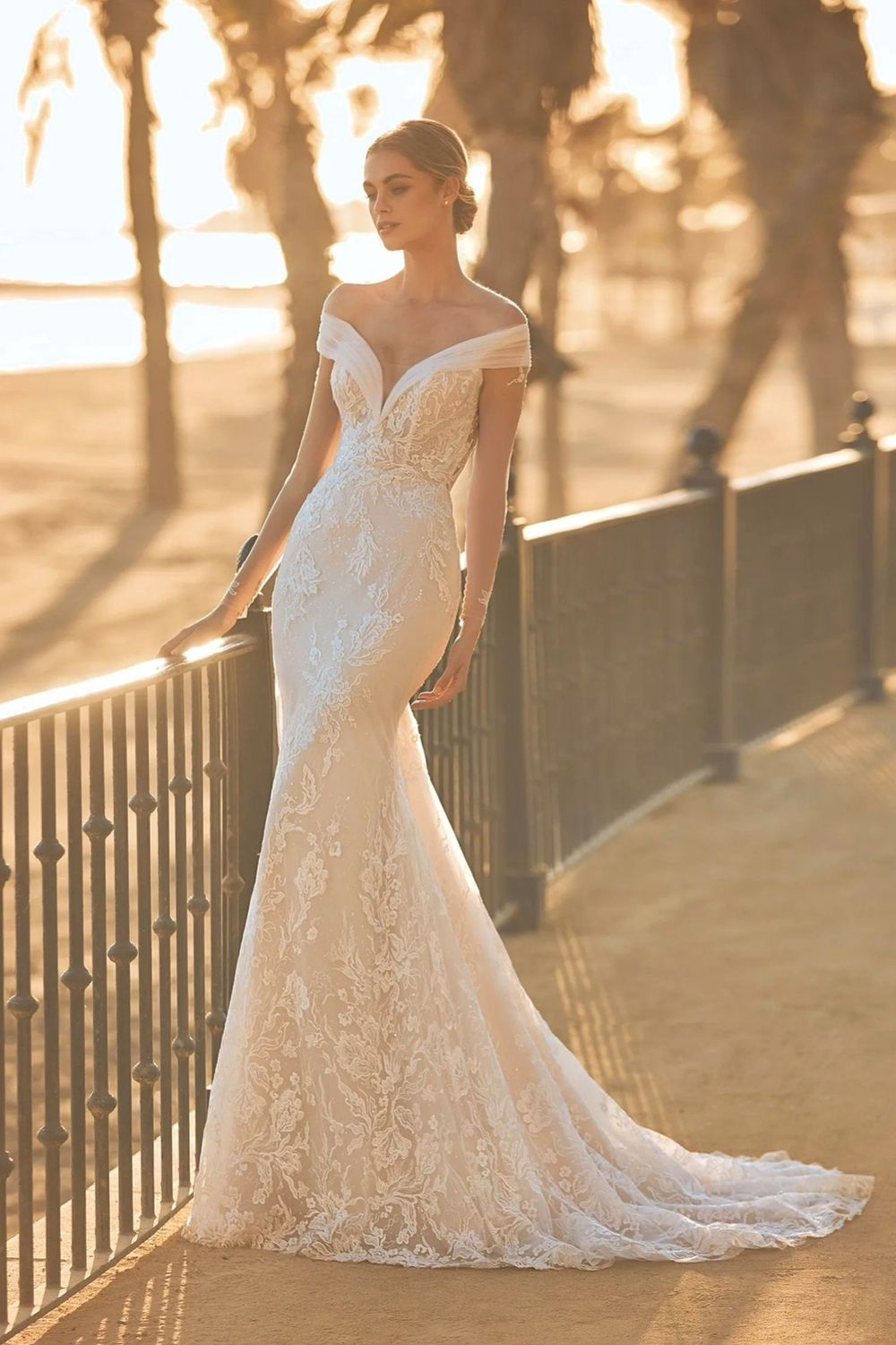 pronovias off-the-shoulder wedding dress reviews Altair