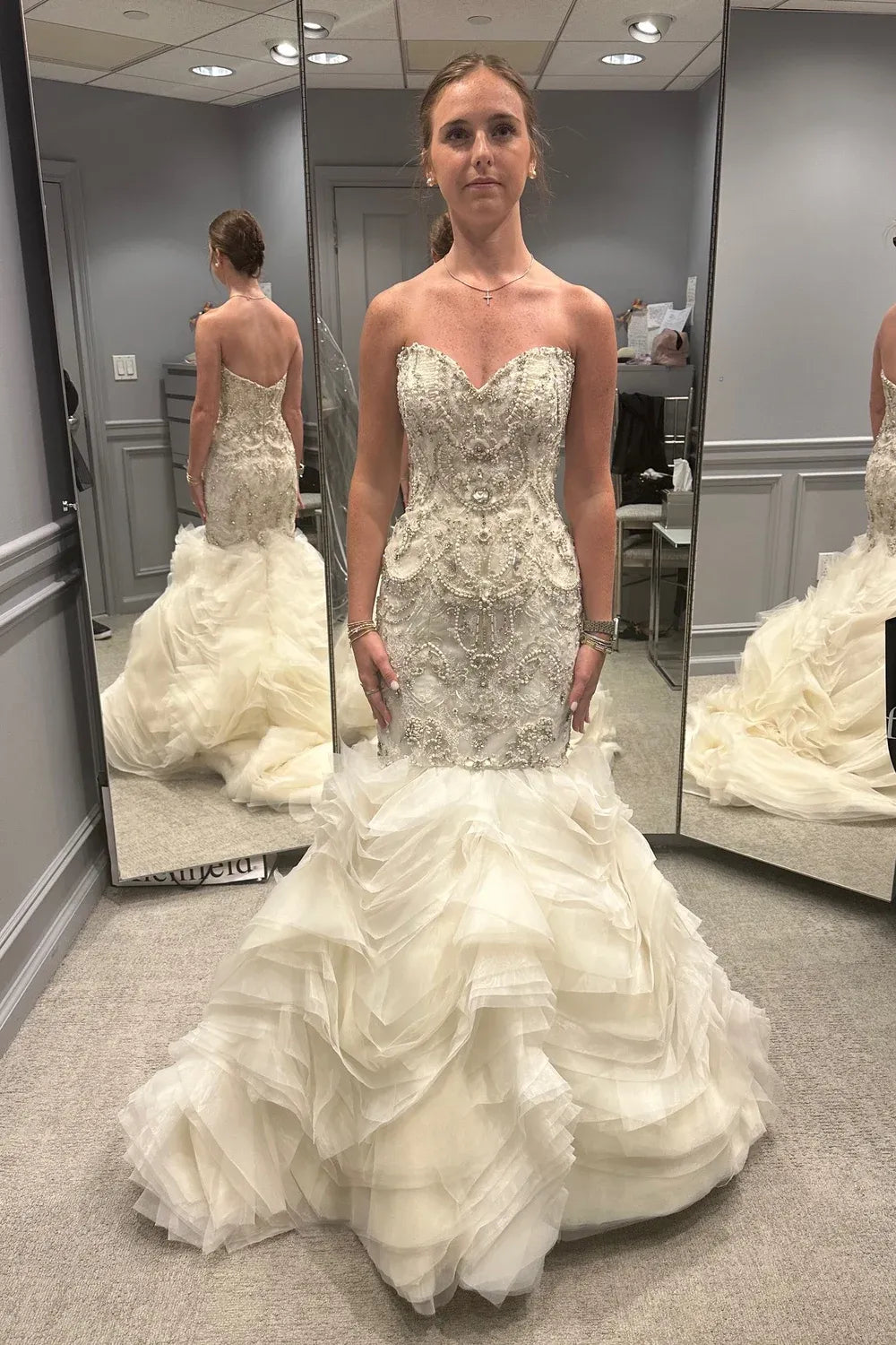 Lazaro 3400 with Veil and Necklace 1