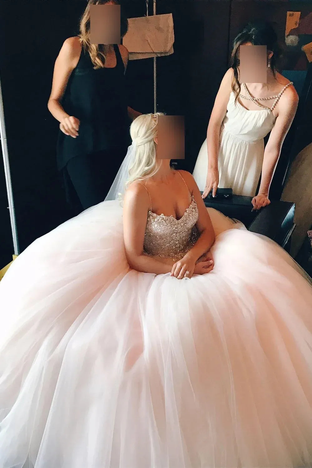 Used Pnina Tornai Custom Blush Tulle Ballgown Wedding Dress