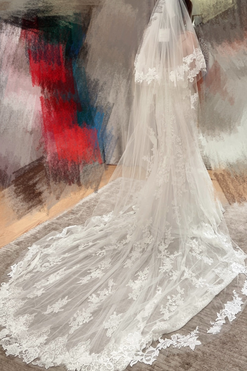 Pronovias-mermaid dress with tailing veil-3