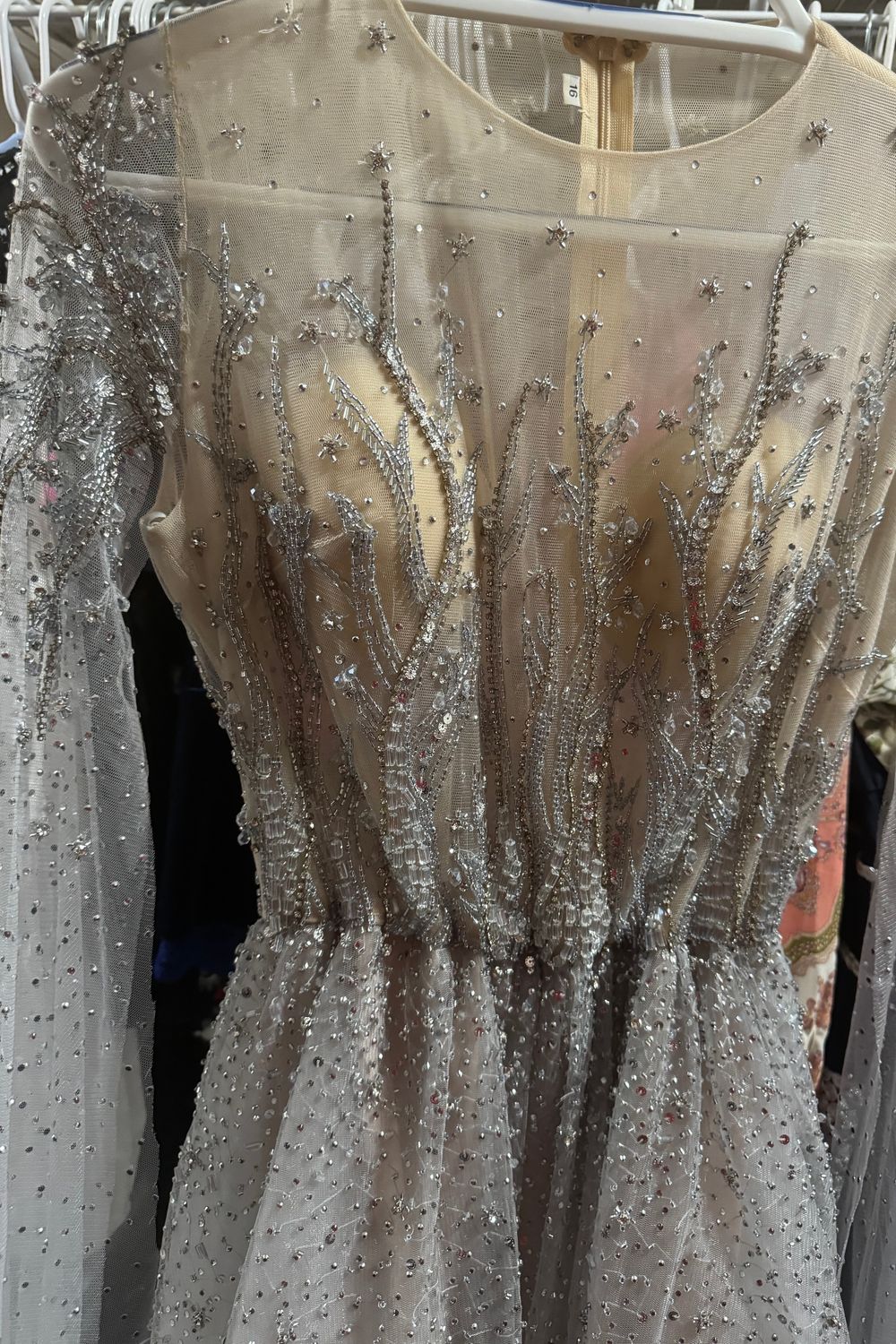 Used Custom Cape sleeve prom dress / evening gown