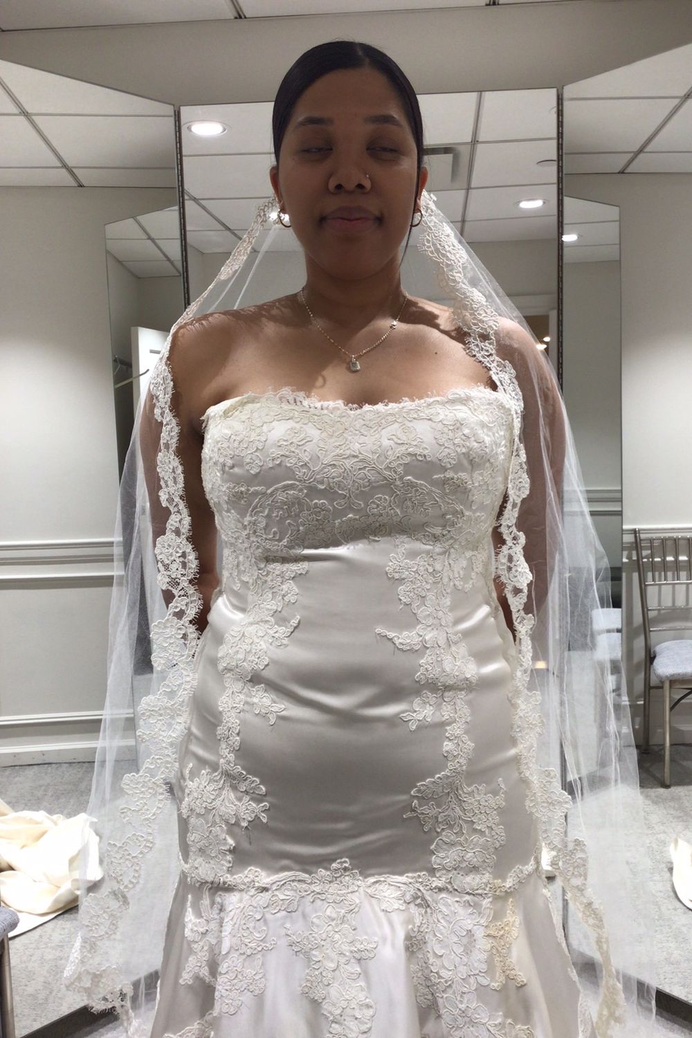 Lazaro Fit and Flare Gown with Veil 6