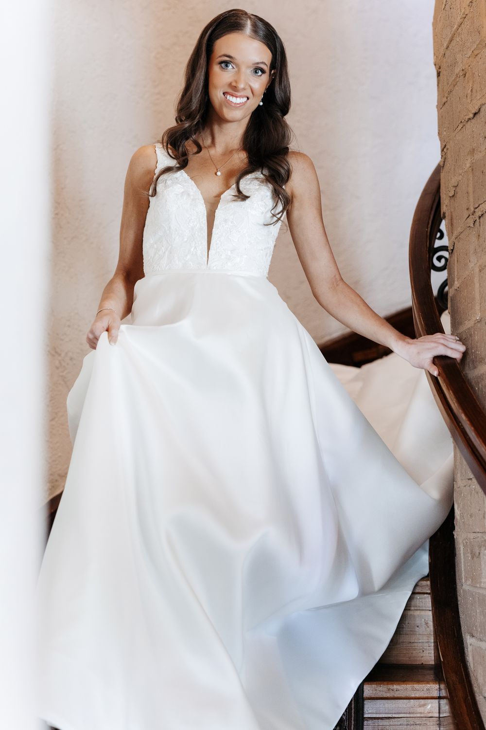 Martina Liana Classic Deep-V Neck Lace Dress 6