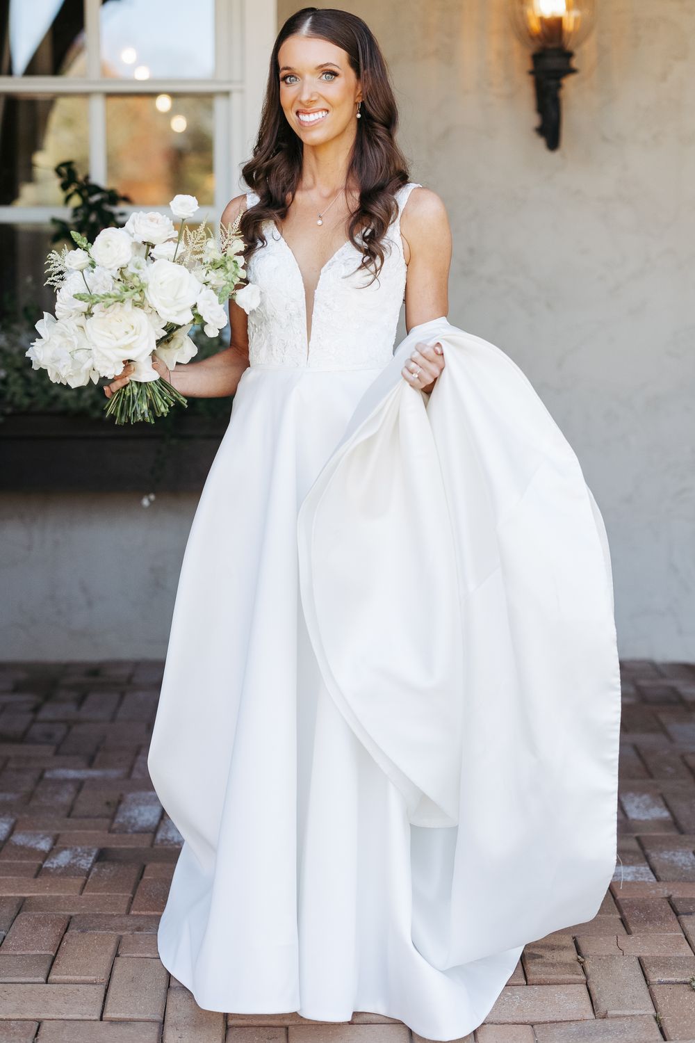 Martina Liana Classic Deep-V Neck Lace Dress 4