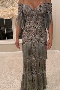Stephen Yearick Stephen Yearick FringeDiamond Beaded Gown . 0