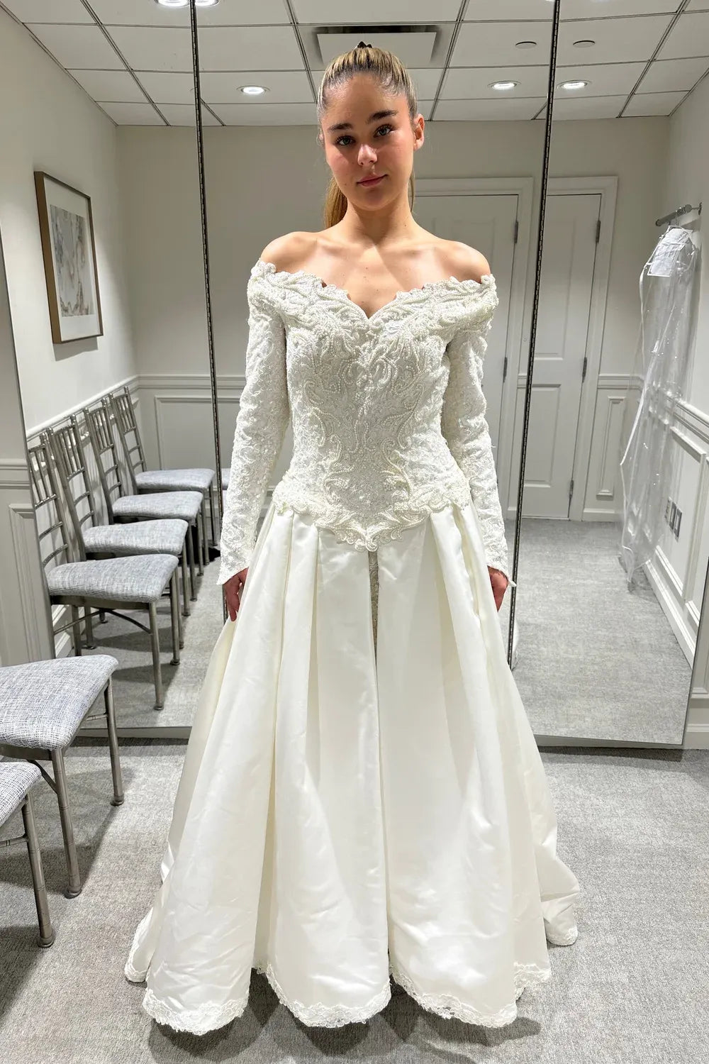 Used Demetrios Demetrios with Overskirt Wedding Dress