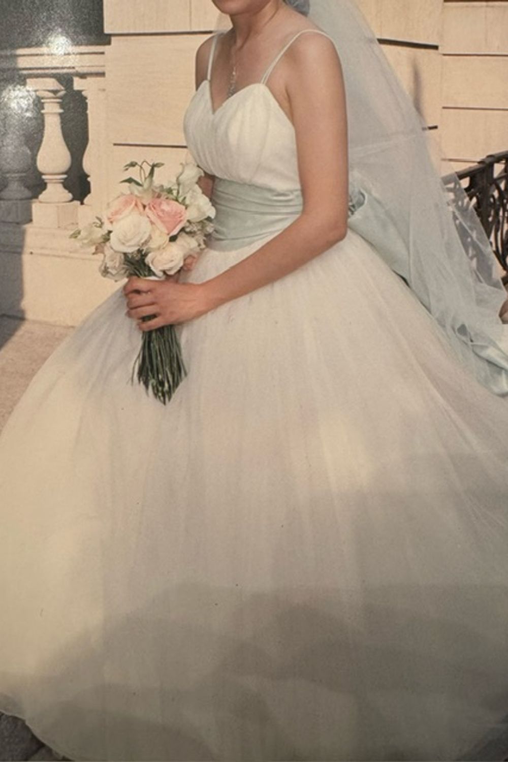 Christian Dior Romantic Blush Tulle W/ Veil and Hair Comb Roses 1