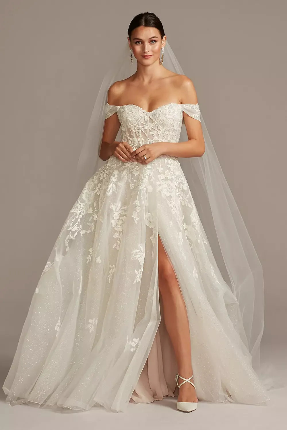 Galina Signature Galina Floral Tulle Wedding Dress 0
