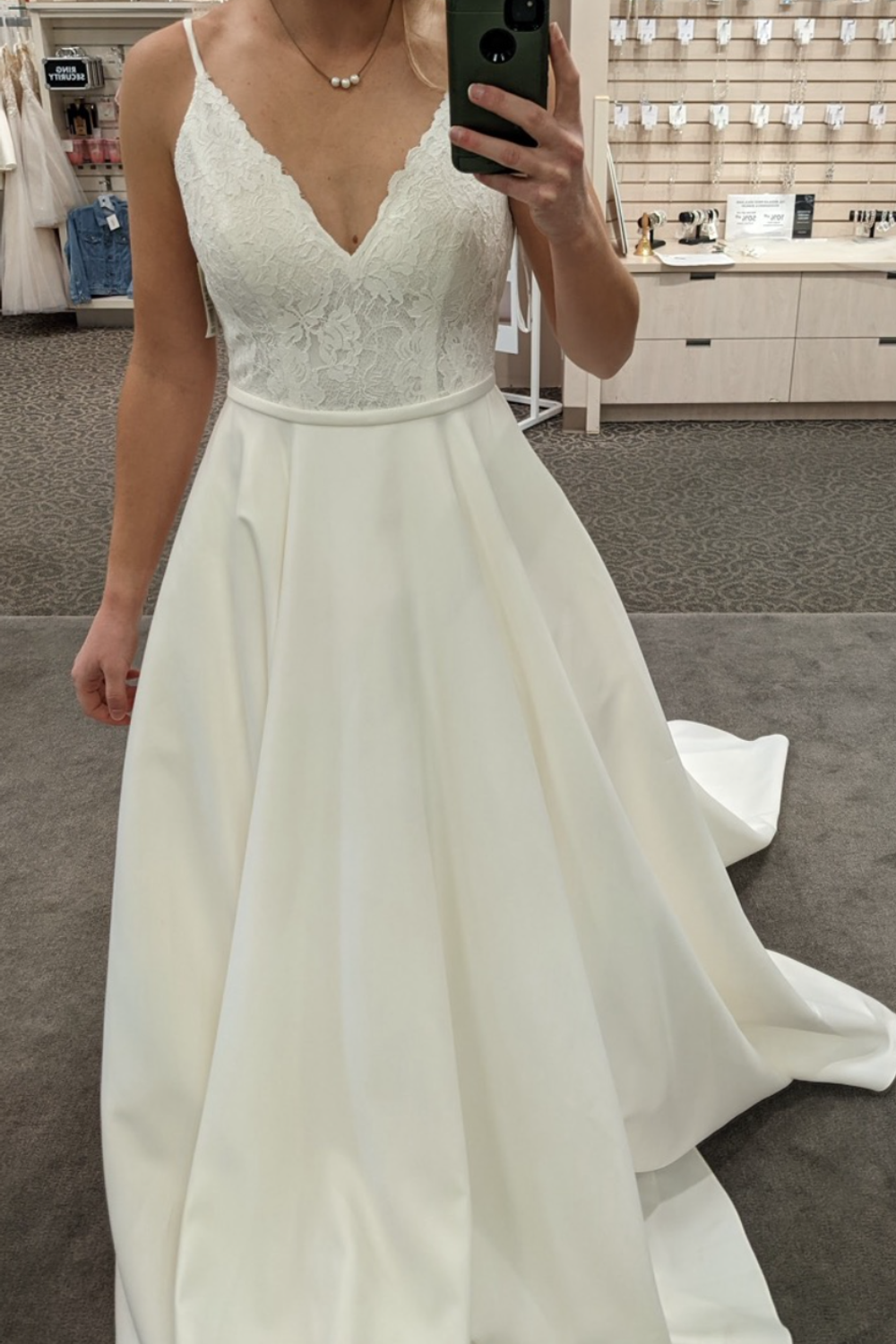 DB Studio Scalloped Lace Satin Wedding Dress 2