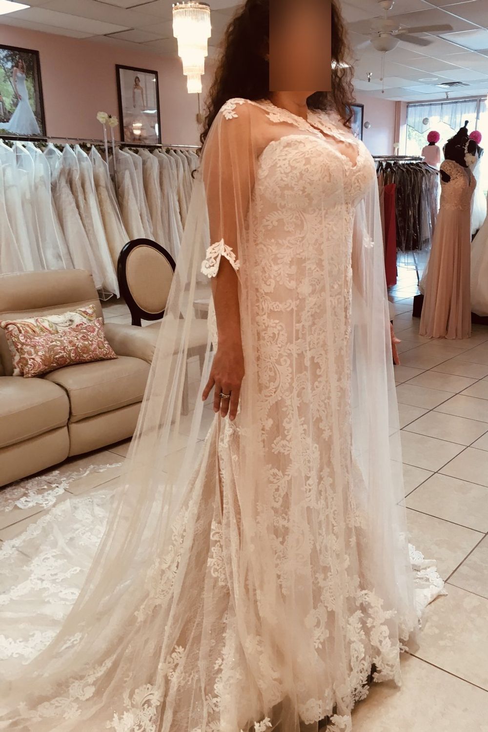Maggie Sottero Blush latte with cape 3