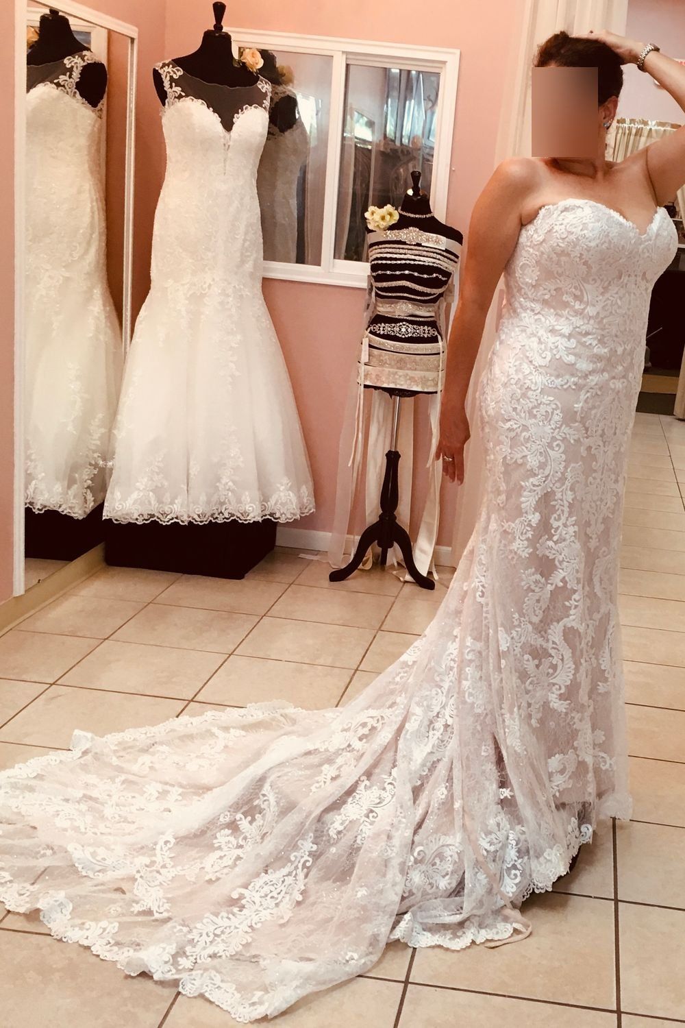 Maggie Sottero Blush latte with cape 2