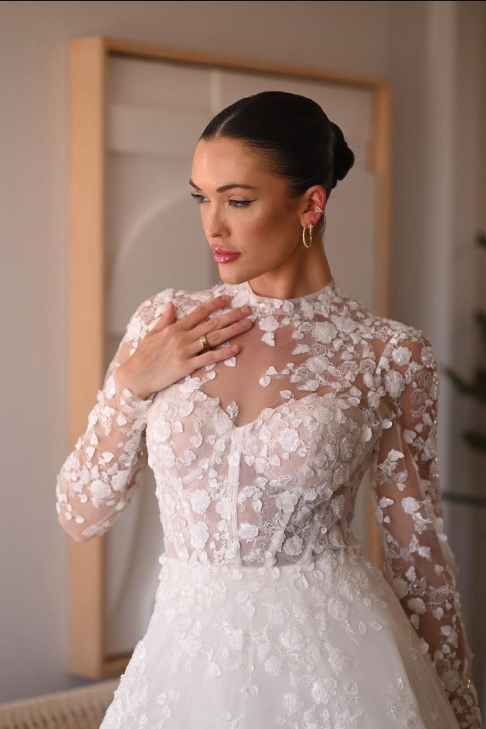 Never Worn Martina Liana Modest long sleeve lace A-line wedding