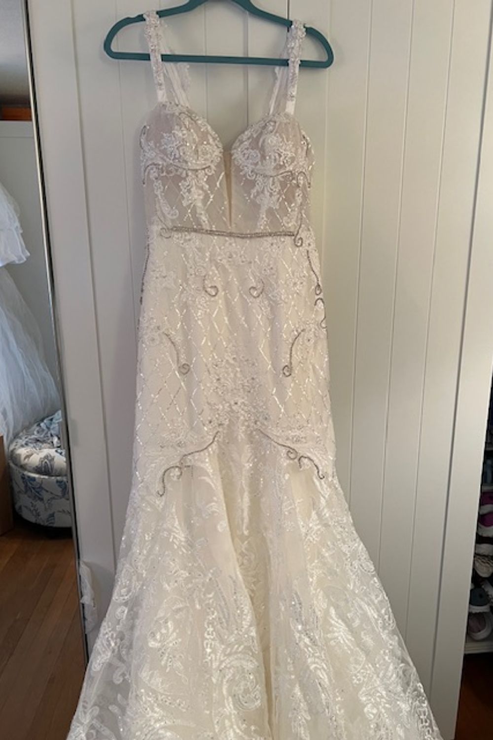 Galina Signature Beaded Brocade Embellished Mermaid Wedding Dress 0