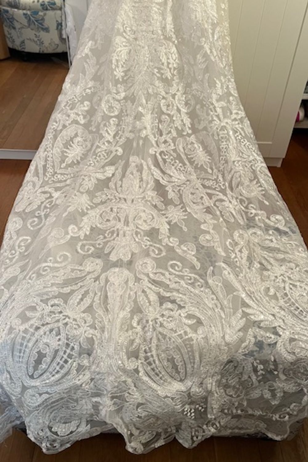 Galina Signature Beaded Brocade Embellished Mermaid Wedding Dress 3