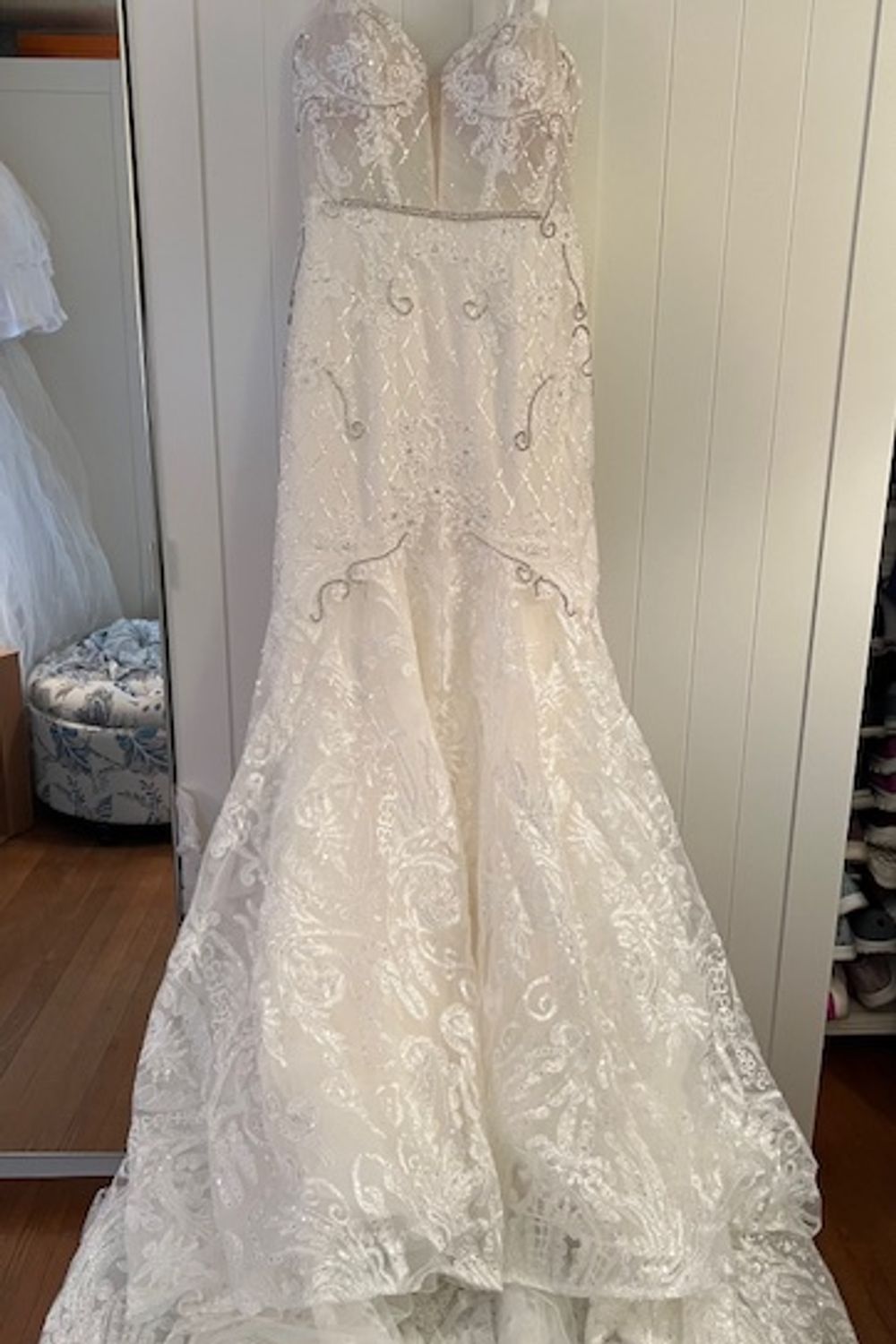 Galina Signature Beaded Brocade Embellished Mermaid Wedding Dress 1