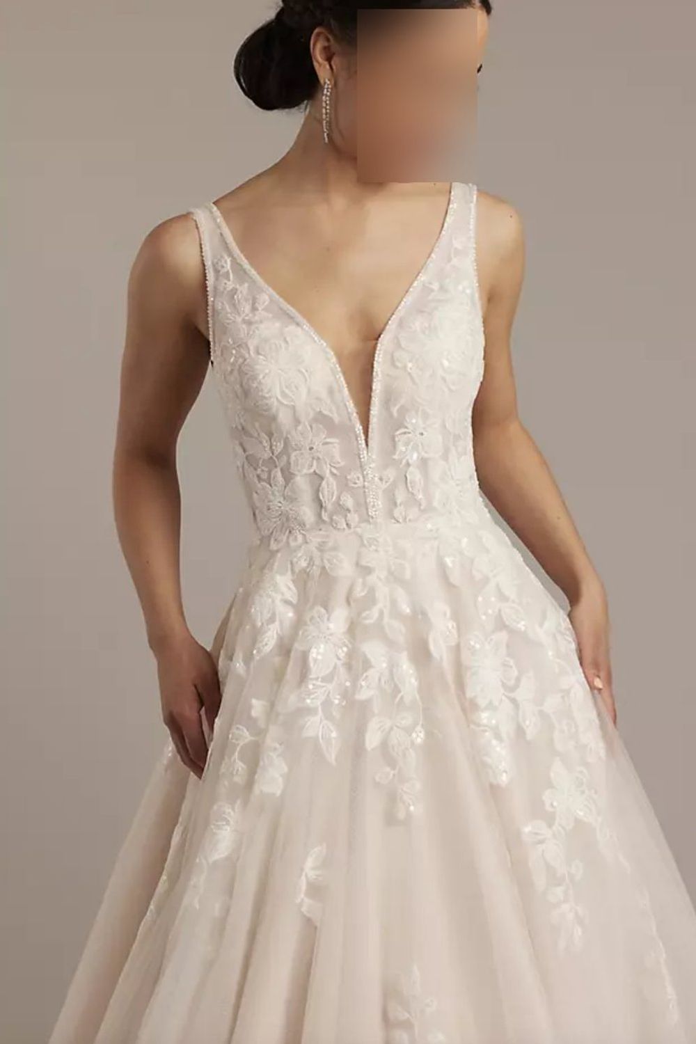 Galina Signature Plunging Tank Tulle Ballgown Wedding Dress 8